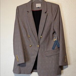 COURT & ROWE  size 12  in houndstooth Plaid Blazer with Gold Buttons